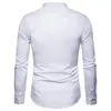 Mäns Casual Shirts Luxury Broderi Henley Shirt Män 2022 Brand Mandarin Collar Långärmad Klänning Bröllop Business Man