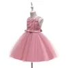 Bebê bonito banquet princesa roupas para criança 0-6 anos novo estilo novo frisado flor menina vestido para festa infantil