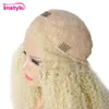 613 Blond Curly 13x4 Transparent Lace Front Simulering Mänskliga Hår Parykar Förplockad Djupvåg Syntetisk Frontal Wig För Svarta Kvinnor