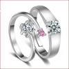 Srebrny pierścionek Regulowane sześcienne cyrkon diamentowe pierścionki zaręczynowe dla kobiet mężczyzn Para pierścionka weselna biżuteria mody Will i Sandy