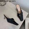 Tofflor Lente Mode Vierkante Tonåring Tofflor Vrouwen Slip Op Mule Med Hak Glijbaan Luxe Merk Snapaal Slipper Elegante Dames Schoenen Mujer 220307