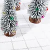 Decorações de Natal Mini árvore com base de madeira e contas coloridas para o lar de 2022 anos de 2022 anos Ornamentos Santa Claus Natal