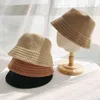 Wool Winter Panama Women Men Bob Hip Hop Cap Gorros Solid Color Unisex Cotton Caps Man Fishing Bucket Flat Hat