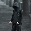 Mäns västar Techwear Streetwear Hip Hop Hoodie Vest Men Black Loose Overize Sport Harajuku Japanese Punk Multi Pockets Casual Tactical Stra