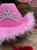 Roze tiara cowgirl hoed voor vrouwen meisjes brede rand fedora westerse stijl vakantie cosplay party cowboy 211227