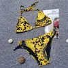 Kadınlar dantel bikini, çiçek mayosu ile altın renkler bikinis set mayo hızlı nakliye yeni varış