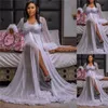 Illusion Frauen Sexy Lady Tüll Nachtwäsche Hochzeit Outfit Kleidungsstück Braut Bademantel Sheer Nachthemd Spitze Applikationen Lange Robe