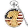 Steampunk Statue de la Liberté Motif Montre de Poche Chiffre Arabe Affichage Quartz Analogique Montres Full Hunter Horloge Collier Chaîne Souvenir