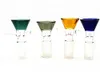 thick glass bong slides with handle bowl funnel Male hourglass colorful 14mm Smoking accessories Water Pipe bongs 18mm bowls head