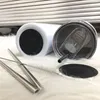 20 oz Süblimasyon Paslanmaz Çelik Düz Sıska Tumbler Metal Straws Ile Saman Fırça Ve Kauçuk Kişiselleştirilmiş DIY Kahve Kupaları