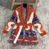 Boho inspiré cachemire jacquard cardigan pour femmes franges à manches longues cardigan pull manteau hiver ceinturé pull femme 201128