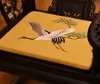 Classical Embroidery Crane Chinese Seat Cushion Cotton Linen Dining Chair Pad Office Home Decorative Armchair Non-Slip Sitting Mats