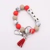 UPS Mama Mama Beads Braceletes Keyring Liga Festa Favor Comida Grau Pulseiras Beech Tassel Chaves Cadeia Pingente de Couro Pingente