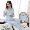 L'allattamento al seno maternità pigiama cotone maternità infermieristica vestiti per le donne incinte manica lunga Top + pantaloni Sleepwear Set LJ201114