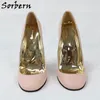 Sorbern Sexy Round Toe Women Pump Shoes Genuine Leather Stilettos High Heel 16Cm 14Cm Slip On Female Shoes Custom Colors