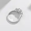 100% originale anello in argento massiccio 925 collegamento sfalsato 6mm 1ct CZ Zirconia anelli di fidanzamento di nozze per le donne regalo gioielli XR445