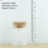 12 stks / partij 47 * 50mm 50ml Cork Stopper Glasflessen Pittige Opslag Jar Fles Containers Spice Storage Jars Fials DIY Crafthigh Qualtity