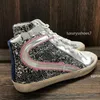 ﾄItalien Frau Mid Slide Star High Top Sneakers Mode Freizeitschuhe Designer Trainer Pailletten Klassisch Weiß Do -Old Dirty Herren S