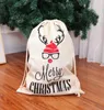 Ny Canvas Christmas Sants Bag Stora Drawstring Candy Väskor Santa Claus Bag Xmas Santa Sacks Presentväskor till juldekoration