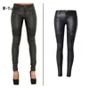 W-Yunna nova moda imitação denim magro leggings para mulheres pretas motocicleta streetwear calças dobra os zíperes pu calças de couro lj200820