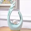 Modern Simple Desktop Ceramic Figurines Decor Home Furnishing Crafts Decoration Creative Home Livingroom White Green Accessories T200331