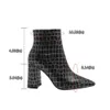 Vendita calda-Stone Pattern Stivali invernali da donna Stivali da neve a tubo medio Donna Quadrato caldo con Botas Mujer a punta di alta qualità Taglia 35-43