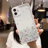 Luxe bling folie glitter harde pc TPU hoesjes voor iPhone 15 plus 14 13 12 11 Pro Max XR XS X 8 7 6 Iphone15 stergradiënt transparant confetti pailletten flake heldere achterkant