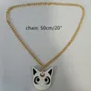 Fashion Jewelry Acrylic Cute Black and White Cat Head Pendant Necklace for Women039s Long gold chaiA1777607