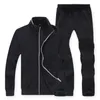 Plus Size Heren Sweatsuit Mode Solid Herfst Winter Trainingspakken Mannen Casual Rits Sweatshirt Jogger Broek Set