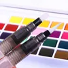 48 Färger Pigment Solid Akvarellfärger med vattenfärg Portable Borste Pen Professionell målning Konsttillbehör för barn 201226