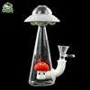 Natt Glow 7 "UFO Mushroom Vattenrör Rökning Tillbehör Bubbler Tobaksrör inklusive glasskål Hookahs för torrt kräver flashvärme