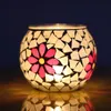 Crystal Glass Mosaic Candle Holders Home Table Decoration Wedding Decorations Candles Lantern Valentine Gift 240301