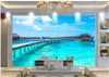 3D立体模様3D風景壁紙ロマンチックなリゾートブルーウォーターと青い空の壁紙背景の壁