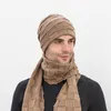 Bonnet en tricot pour hommes d'hiver avec écharpe cache-cou ensemble écharpe tête de mort 3 pièces avec polaire doublée de gants WXY075