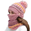 Style Fashion Knitted Wool Cap Women'S Winter Versatile Korean-Style Warm Hat Scarf Face Mask Three-Piece Set 1 Scot22