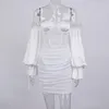 Повседневные платья атласные ведро женщины вечеринка Mini 2022 с плеча белого выпускного вечера вечеринка вечером клуба