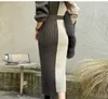 Casual Dresses Women Designers Clothes 2021 Autumn Winter Knit Pullover Sweater O-neck Colorblock Knitted Dress Loose Elastic Office Wear Ve