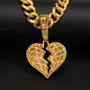 Uwin Broke Coeur Pendentif Collier Avec 13mm Cubique Zircone Cubain Lien Chaîne De Mode Hiphop De Luxe Glacé Bijoux X0509