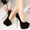 Eilyken Sexy Wedding Women Fetish Shoes Concise Woman Pumps Latform Salto Muito Alto Stripper Flock Pumps 16 cm J1215