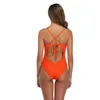New Orange Hollow Swimwear Wetlook Woman Push Up 1pc Sexy Swimsuit Sheer Body Suit Swimming Suit Beach Wear Bathing Suit T200708