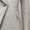 Outono Inverno Nova Chegue Top Quality Design Original Senhoras Mulheres Classic Tweed Blazer Duplo-Breasted Jaqueta Slim Metal Fivelas Blazer Coat