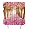 Hermosa cortina de ducha de flores de cerezo personalizada impermeable 3D cortina de ducha poliéster impresión digital cortina de baño 1802623621