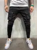 2021 Yeni Kargo Kot Erkekler Çok Cep Slim Fit Joggers Pantolon Erkek Yırtık Delik Motosiklet Streetwear Siyah Denim Kalem Pantolon G0104