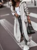 ファッション女性のトレンチコート秋のコート2022レタープリントボタンフロントベルト裾のカジュアルな女性ロングジャケットマントーフェムメキシンカバンモン