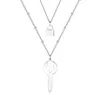 2 in 1 fashion stylish designer stainless steel multi layer lock key pendant necklace for women men girls students with chain