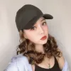 أزياء أسود البيسبول الجسم موجة بني كاب snapback القبعات سيامي كليب في شعر مستعار 12-14 بوصة طويل الشعر للنساء J1210