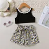 Baby Girls Summer Short Vest + Floral Shorts Tweedelige Set Children's Outfit