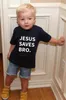Jesus Saves Bro Baby Peuter Kids T-shirt Letter Print Tee Unisex Jongens Meisjes Grappige Religieuze Kinderen Zomer Spelen Shirt Outfits G1224