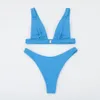 Nuevo Bikini Sexy 2020 Traje de baño sólido Traje de baño Mujer Push Up Set Bikini Set Brasileño Baño Traje Verano Playa Desgaste Natación XL Q1230