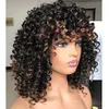 Ombre Brown 360 Lace Frontal Wigs With Bangs Bouncy Curly Laces Fronts Human Hair Wig 13x6 Front 180density Short Fringe Wig